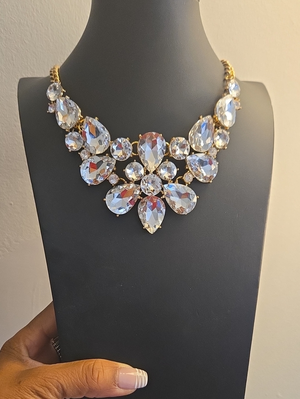 Paparazzi Gold-Tone Clear Crystal Bib Necklace